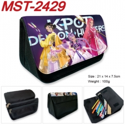 K-Pop:Demon Hunters Anime Velcro canvas zipper pencil case Pencil Bag 21x14x7.5cm