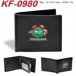 Among Us Anime peripheral black brown leather double fold wallet 12X10X1.5CM 70g