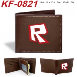 Roblox Anime peripheral black brown leather double fold wallet 12X10X1.5CM 70g