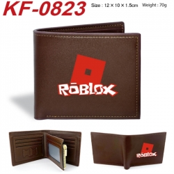 Roblox Anime peripheral black brown leather double fold wallet 12X10X1.5CM 70g