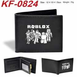 Roblox Anime peripheral black brown leather double fold wallet 12X10X1.5CM 70g