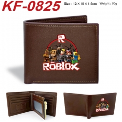 Roblox Anime peripheral black brown leather double fold wallet 12X10X1.5CM 70g