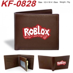 Roblox Anime peripheral black brown leather double fold wallet 12X10X1.5CM 70g