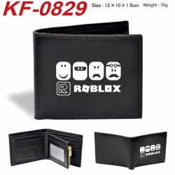 Roblox Anime peripheral black brown leather double fold wallet 12X10X1.5CM 70g