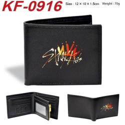 Stray Kids Anime peripheral black brown leather double fold wallet 12X10X1.5CM 70g