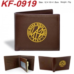 Stray Kids Anime peripheral black brown leather double fold wallet 12X10X1.5CM 70g