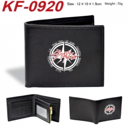 Stray Kids Anime peripheral black brown leather double fold wallet 12X10X1.5CM 70g