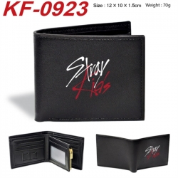 Stray Kids Anime peripheral black brown leather double fold wallet 12X10X1.5CM 70g