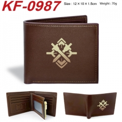 Honkai: Star Rail  Anime peripheral black brown leather double fold wallet 12X10X1.5CM 70g
