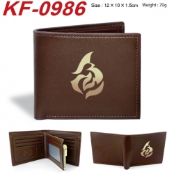 Honkai: Star Rail  Anime peripheral black brown leather double fold wallet 12X10X1.5CM 70g