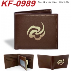 Honkai: Star Rail  Anime peripheral black brown leather double fold wallet 12X10X1.5CM 70g