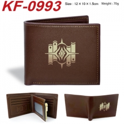 Honkai: Star Rail  Anime peripheral black brown leather double fold wallet 12X10X1.5CM 70g