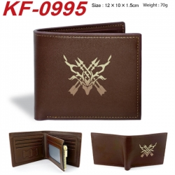 Honkai: Star Rail  Anime peripheral black brown leather double fold wallet 12X10X1.5CM 70g
