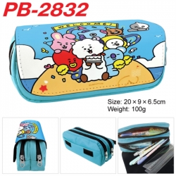 BTS Anime double-layer pu leather printing pencil case 20x9x6.5cm