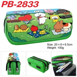 BTS Anime double-layer pu leather printing pencil case 20x9x6.5cm