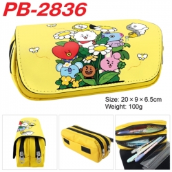 BTS Anime double-layer pu leather printing pencil case 20x9x6.5cm