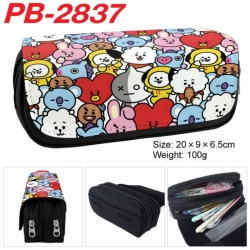 BTS Anime double-layer pu leather printing pencil case 20x9x6.5cm