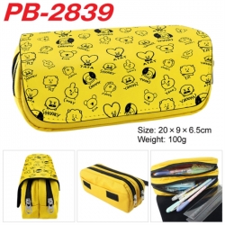 BTS Anime double-layer pu leather printing pencil case 20x9x6.5cm