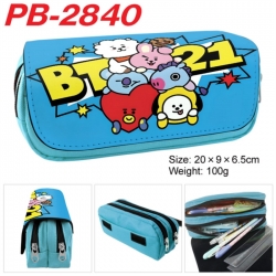 BTS Anime double-layer pu leather printing pencil case 20x9x6.5cm