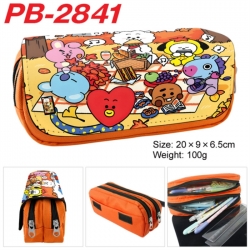 BTS Anime double-layer pu leather printing pencil case 20x9x6.5cm