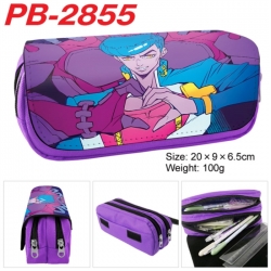 JoJos Bizarre Adventure Anime double-layer pu leather printing pencil case 20x9x6.5cm