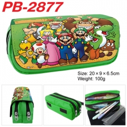 Super Mario Anime double-layer pu leather printing pencil case 20x9x6.5cm