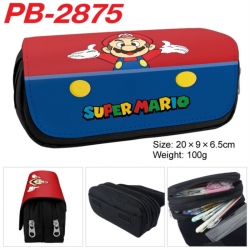 Super Mario Anime double-layer pu leather printing pencil case 20x9x6.5cm