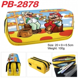 Super Mario Anime double-layer pu leather printing pencil case 20x9x6.5cm