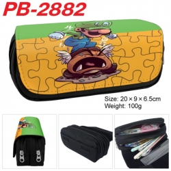 Super Mario Anime double-layer pu leather printing pencil case 20x9x6.5cm