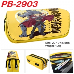 Fullmetal Alchemist Anime double-layer pu leather printing pencil case 20x9x6.5cm