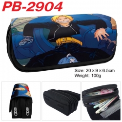 Fullmetal Alchemist Anime double-layer pu leather printing pencil case 20x9x6.5cm