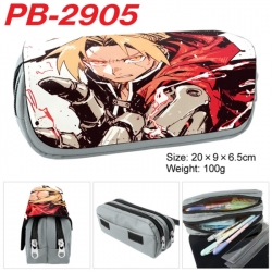 Fullmetal Alchemist Anime double-layer pu leather printing pencil case 20x9x6.5cm