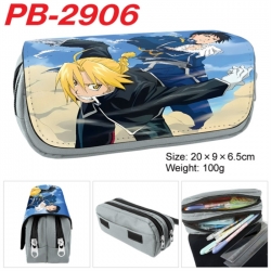 Fullmetal Alchemist Anime double-layer pu leather printing pencil case 20x9x6.5cm