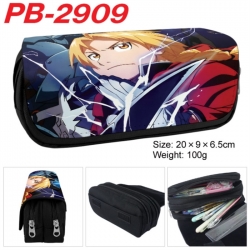 Fullmetal Alchemist Anime double-layer pu leather printing pencil case 20x9x6.5cm