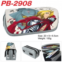 Fullmetal Alchemist Anime double-layer pu leather printing pencil case 20x9x6.5cm