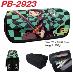 Demon Slayer Kimets Anime double-layer pu leather printing pencil case 20x9x6.5cm