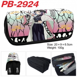 Demon Slayer Kimets Anime double-layer pu leather printing pencil case 20x9x6.5cm