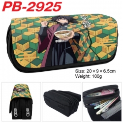Demon Slayer Kimets Anime double-layer pu leather printing pencil case 20x9x6.5cm