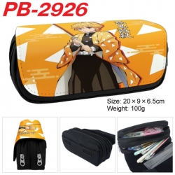 Demon Slayer Kimets Anime double-layer pu leather printing pencil case 20x9x6.5cm