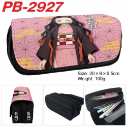 Demon Slayer Kimets Anime double-layer pu leather printing pencil case 20x9x6.5cm