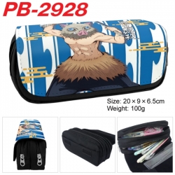 Demon Slayer Kimets Anime double-layer pu leather printing pencil case 20x9x6.5cm