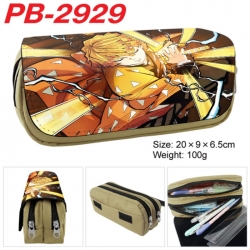 Demon Slayer Kimets Anime double-layer pu leather printing pencil case 20x9x6.5cm