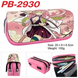 Demon Slayer Kimets Anime double-layer pu leather printing pencil case 20x9x6.5cm