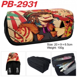 Demon Slayer Kimets Anime double-layer pu leather printing pencil case 20x9x6.5cm