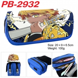 Demon Slayer Kimets Anime double-layer pu leather printing pencil case 20x9x6.5cm