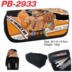 One Piece Anime double-layer pu leather printing pencil case 20x9x6.5cm