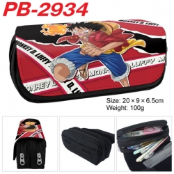 One Piece Anime double-layer pu leather printing pencil case 20x9x6.5cm