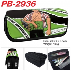 One Piece Anime double-layer pu leather printing pencil case 20x9x6.5cm