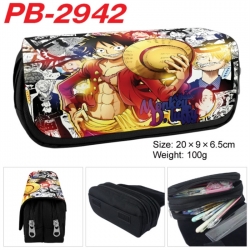 One Piece Anime double-layer pu leather printing pencil case 20x9x6.5cm