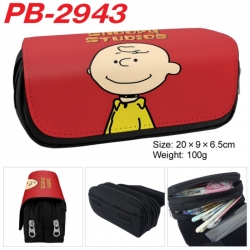 snoopy Anime double-layer pu leather printing pencil case 20x9x6.5cm